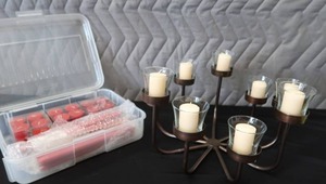 lot 49 image: GORGEOUS CANDLE HOLDER WITH NEW CANDLES