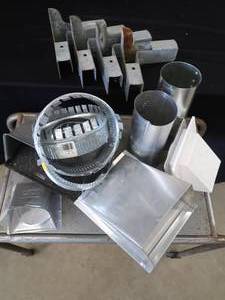 lot 112 image: ROLLING METAL TABLE AND ODDS AND ENDS