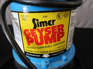 lot 114 image: SIMER GEYSER SUMP PUMP