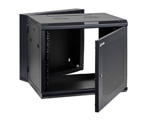 lot 32 image: 9U Professional Wall Mount Network Server Cabinet Enclosure 19-Inch Server Network Rack Meshed Door Low-Profile Black
