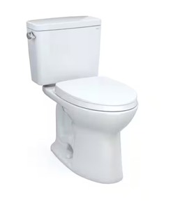 lot 57 image: TOTO Drake 1.6 GPF Two Piece Elongated Chair Height Toilet with Left Hand Lever - Seat Included