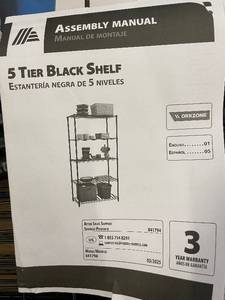 lot 3 image: Workzone 5 Tier Black Shelf