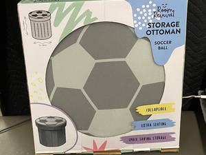 lot 4 image: Soccer Ball Themed Collapsible Storage Ottoman