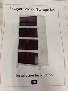 lot 8 image: 4-Layer Folding Storage Bin with Instruction Manual