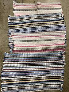 lot 45 image: Set of 3 Hand-Woven Rag Rugs in Multicolor Stripes
