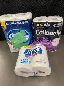 lot 59 image: Collection of Toilet Paper Packs Charmin, Cottonelle, Scott
