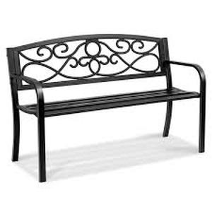 lot 31 image: VEVOR Outdoor Bench, 50 in. Metal Garden Bench for Outdoors, 550 lbs Load Capacity Bench, Outdoor Garden Park Bench  Customer Returns see Pictures