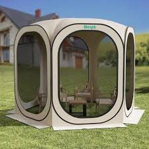 lot 32 image: Werph 10 ft. x 10 ft. Beige Portable Canopy Tent with Mesh Mosquito Net, Screen House Room Camping Canopy Shade Tent Customer Returns see Pictures