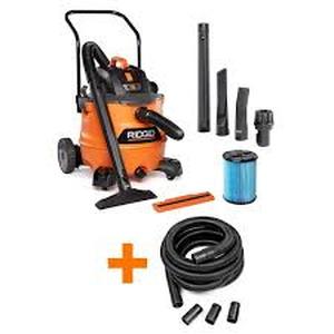 lot 42 image: RIDGID 16 Gallon 6.5 Peak HP NXT Shop Vacuum Wet Dry Vac with Cart, Fine Dust Filter, Locking Hose and Accessory Attachments   Customer Returns see Pictures