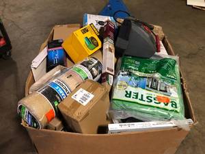 lot 1 image: Gaylord of Assorted Tools Hardware and General Merchandise Various Models and Conditions Customer Returns see Pictures