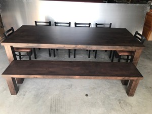 Large Dining Room Table with 6 Chairs and One Bench