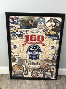 lot 289 image: Pabst Blue Ribbon Beer (PBR) 160th Anniversary Framed Poster