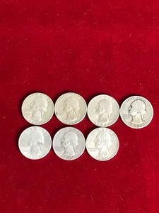 lot 297 image: Lot of 7 Washington Quarters - 1946-1964  See dates in description