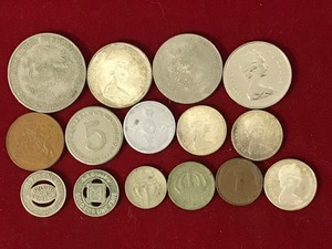 lot 301 image: 13 Foreign Coins and 2 Tokens  - see description for more detail