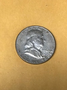 lot 303 image: 1963 D US Benjamin Franklin Silver Half Dollar Coin LIBERTY BELL
