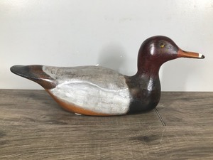 lot 320 image: Red Head Duck Decoy Signed by Artist