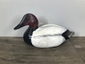 lot 321 image: Canvas Back Drake Wood Duck Decoy Signed by Artist