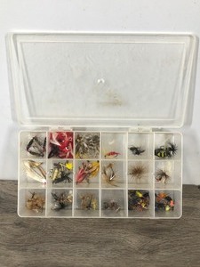 lot 352 image: Plastic Tackle Box Full of Flying Fishing Lures