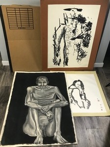 lot 358 image: Large Lot of Drawings - See Pictures for More Pictures of Drawings  - Some are signed by Lawrence Gerber