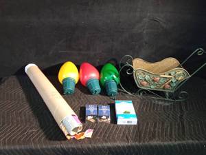 lot 469 image: 3 large outdoor Christmas bulbs, set of 50 lights, and 2 sets of fairy lights