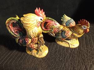 lot 82 image: 2 Ceramic roosters