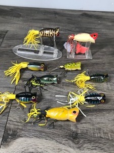 lot 426 image: Lot of 9 Collectible Hula Popper Fishing Lures