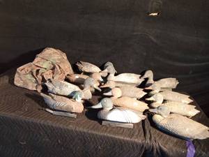 lot 183 image: 12 plastic duck decoys and blind netting