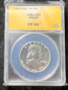 1963 US PROOF FRANKLIN HALF DOLLAR ANACS PF66