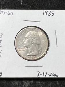 lot 08 image: 1935 US WASHINGTON QUARTER MS60