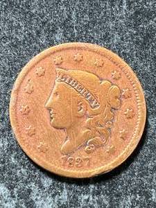 lot 17 image: 1837 US CORONET HEAD LARGE CENT