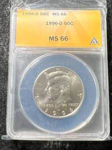 lot 21 image: 1996-D US KENNEDY HALF DOLLAR ANACS MS66