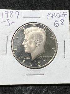 lot 47 image: 1987-S US PROOF KENNEDY HALF DOLLAR PF68
