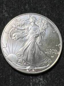 lot 58 image: 2021 AMERICAN SILVER EAGLE 1 TROY OZ .999 FINE SILVER