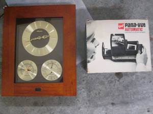 lot 87 image: Clock with thermometer and baromete...