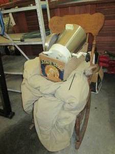 lot 95 image: Rocking chair, vintage tote with ca...