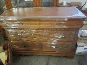 lot 106 image: Quality wood dresser, top is 45 x 1...