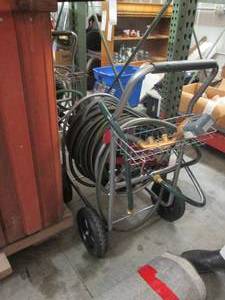 lot 160 image: Very sturdy hose reel with a vintag...
