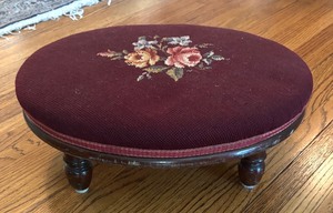 lot 25 image: Vintage Needlepoint Foot Stool  Ottoman