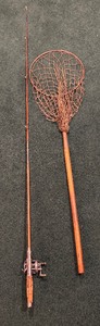 lot 48 image: Vintage Fishing Pole and Net