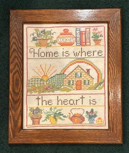 lot 52 image: Vintage Home is Where the Heart Is Needlepoint Sampler