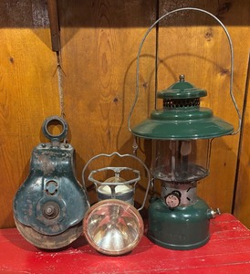 lot 53 image: Vintage Pulley and Lanterns