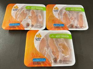 lot 52 image: Set of 3 Packs Goldn Plump Boneless Skinless Chicken Breast Tenderloins 4.5 LBs Approx