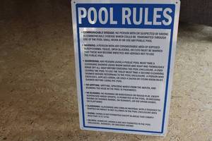 lot 15 image: Large Pool Rules Metal sign