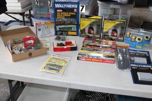 lot 56 image: Bin of HO Road items Tunnel Portal Bridges, Abutment, Guardrails & More