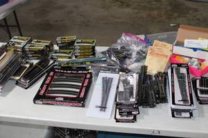 lot 94 image: Large Bin of HO Track and Accessories, Switches Electric More