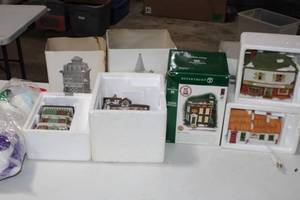 lot 139 image: Christmas Large bin of Dept 56 Scrooge & Marley Cratchet & Tiny Tim, Ebeneezer Scrooge 