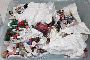 lot 147 image: Mystery Bin of FIgures Penguins Outhouse Dogs Stove Choir and More