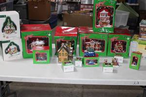 lot 150 image: Christmas Story Lot Dept 56 Ralphies House, Bumpus House Leg Lamp Tongue to Flagpole Higbees Chop Suey Palace