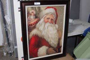 lot 174 image: Christmas Large Santa Framed Item, and Saturday Evening Post
