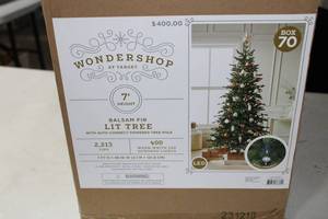 lot 178 image: Christmas Tree in Box Balsam Fir Lit Tree 7 tall